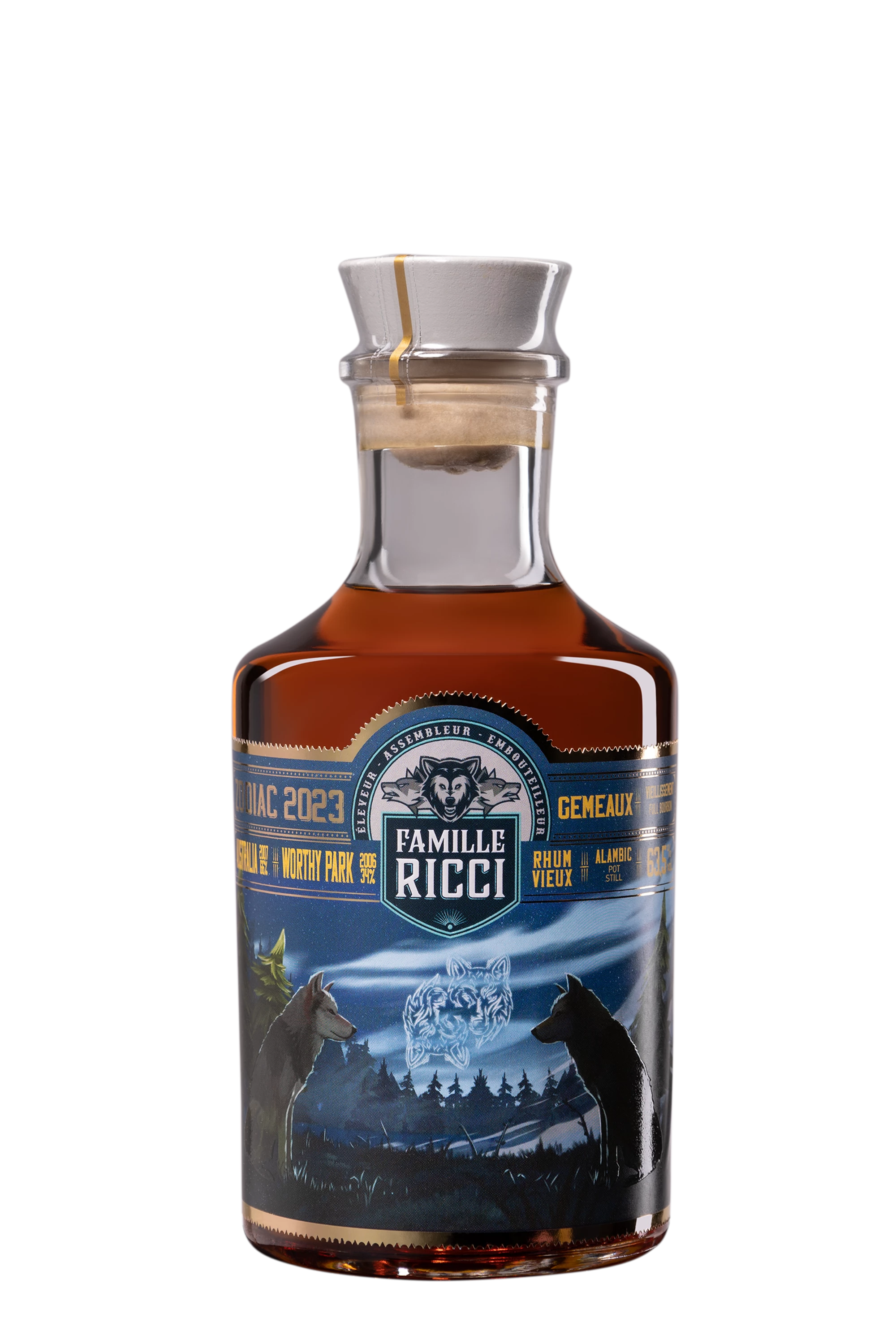 Famille Ricci - Molasses Rhum "Zodiac 2023 - Gémeau" Brun 63.5° Giftbox, 50cl