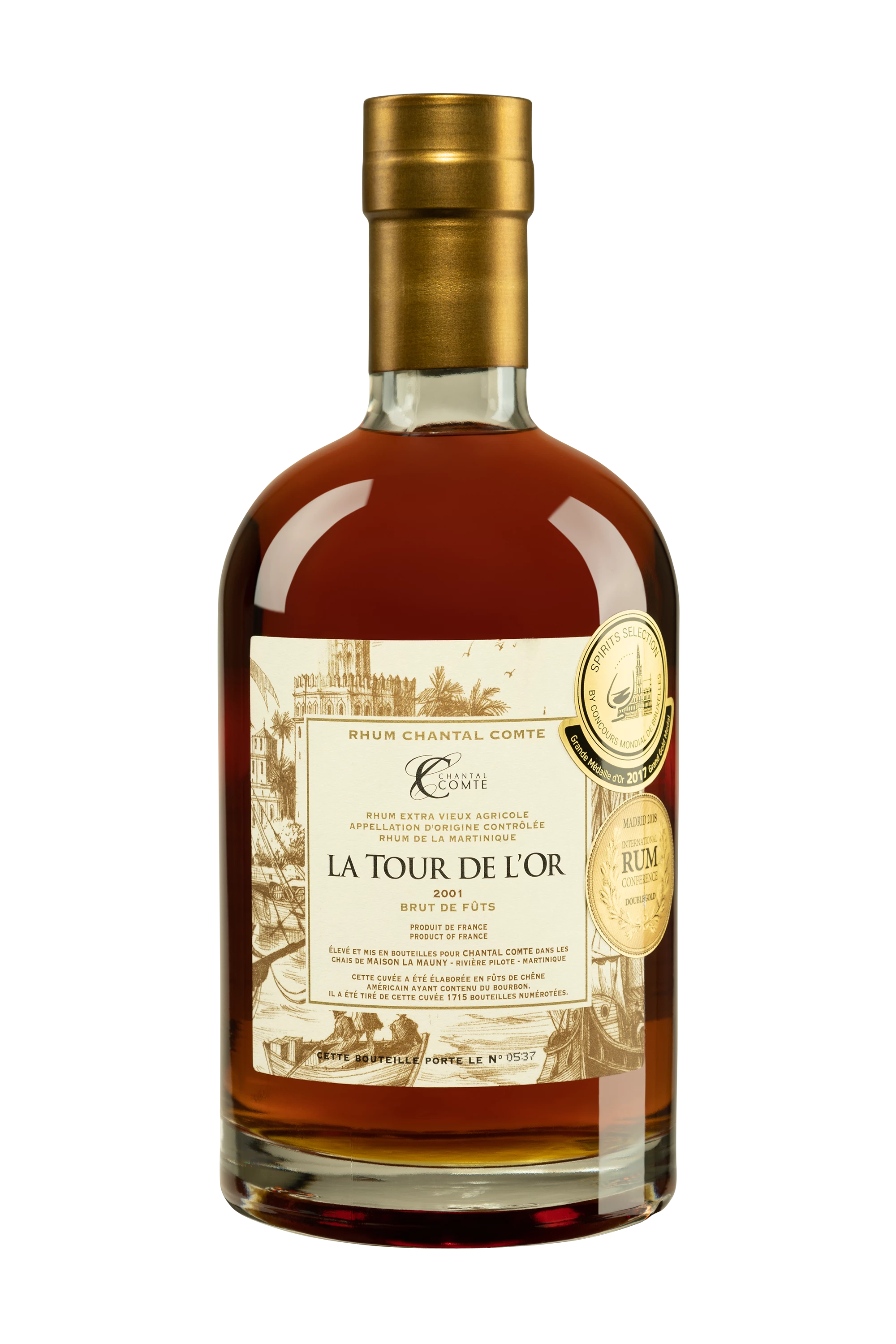 Chantal Comte - Rhum Extra-Vieux Agricole de Martinique "14 Ans La Tour de l'Or - Brut de Fûts" Brun 2001 64.8° Giftbox, 70cl