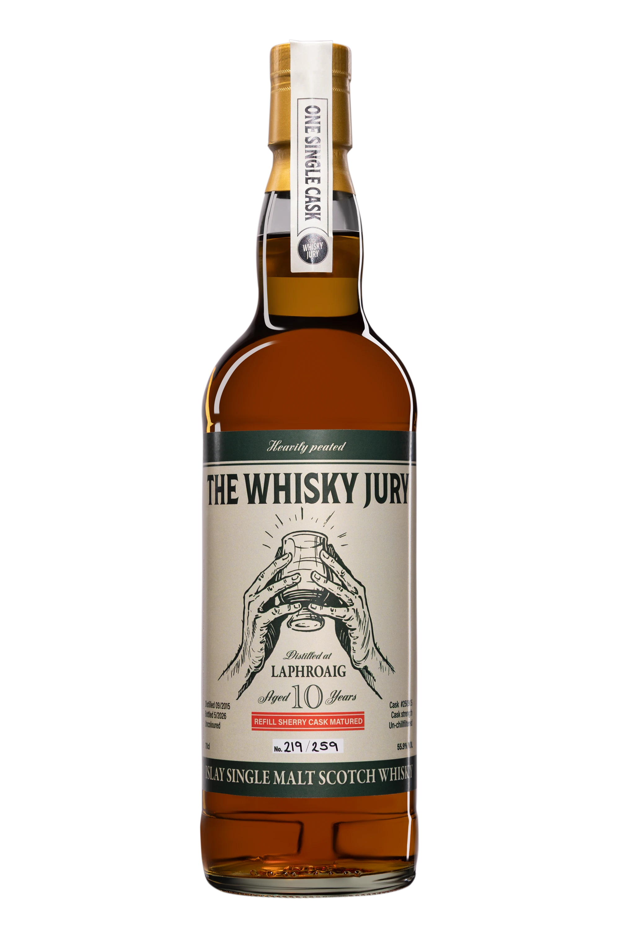 The Whisky Jury - Single Malt Scotch Whisky "10 Ans Laphroaig Distillery" Brun 2015 55.9°, 70cl