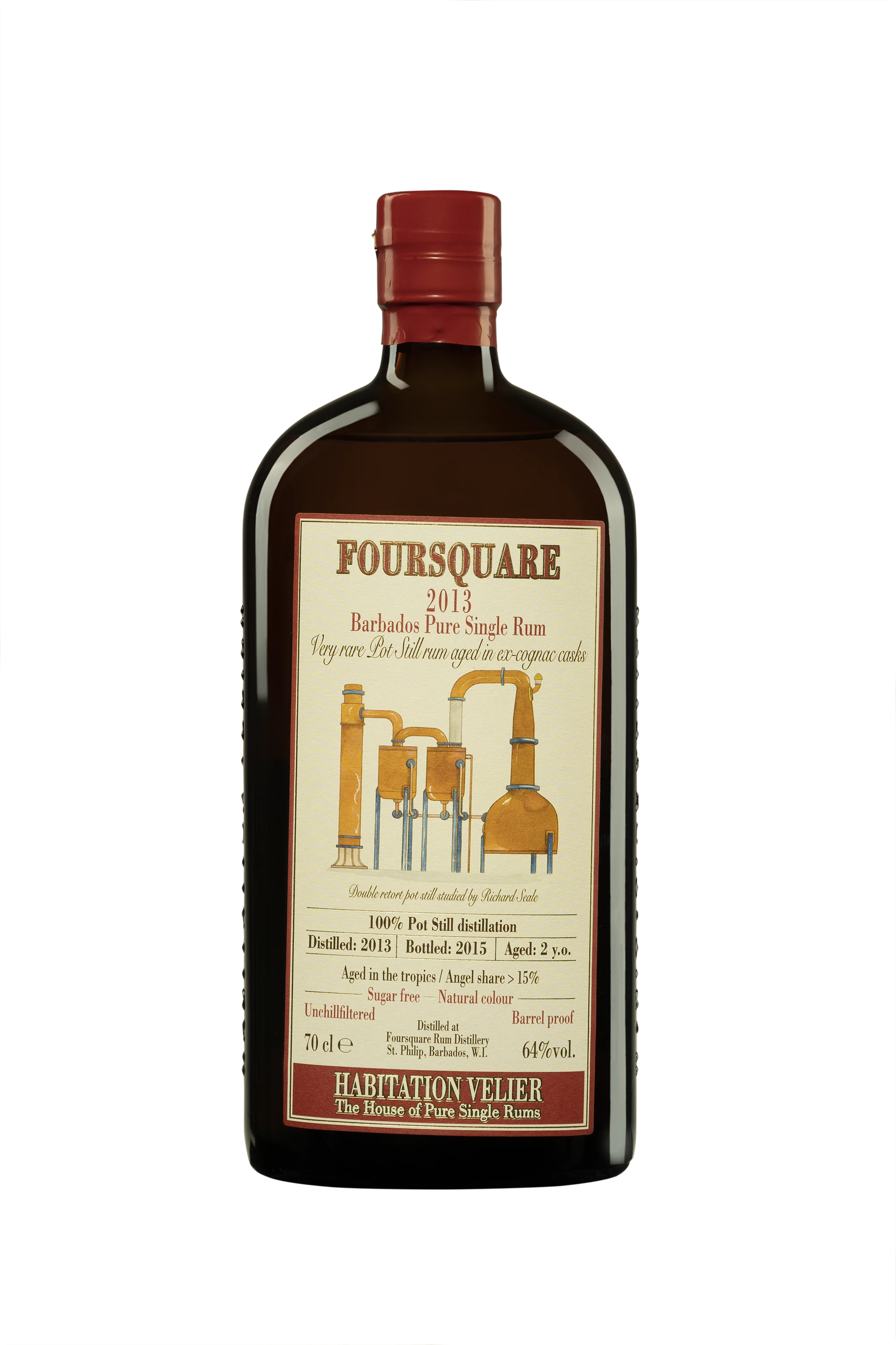 Habitation Vélier - Molasses Barbados Rhum "2 Ans Foursquare - Release 2015" Brun 2013 64° Giftbox, 70cl