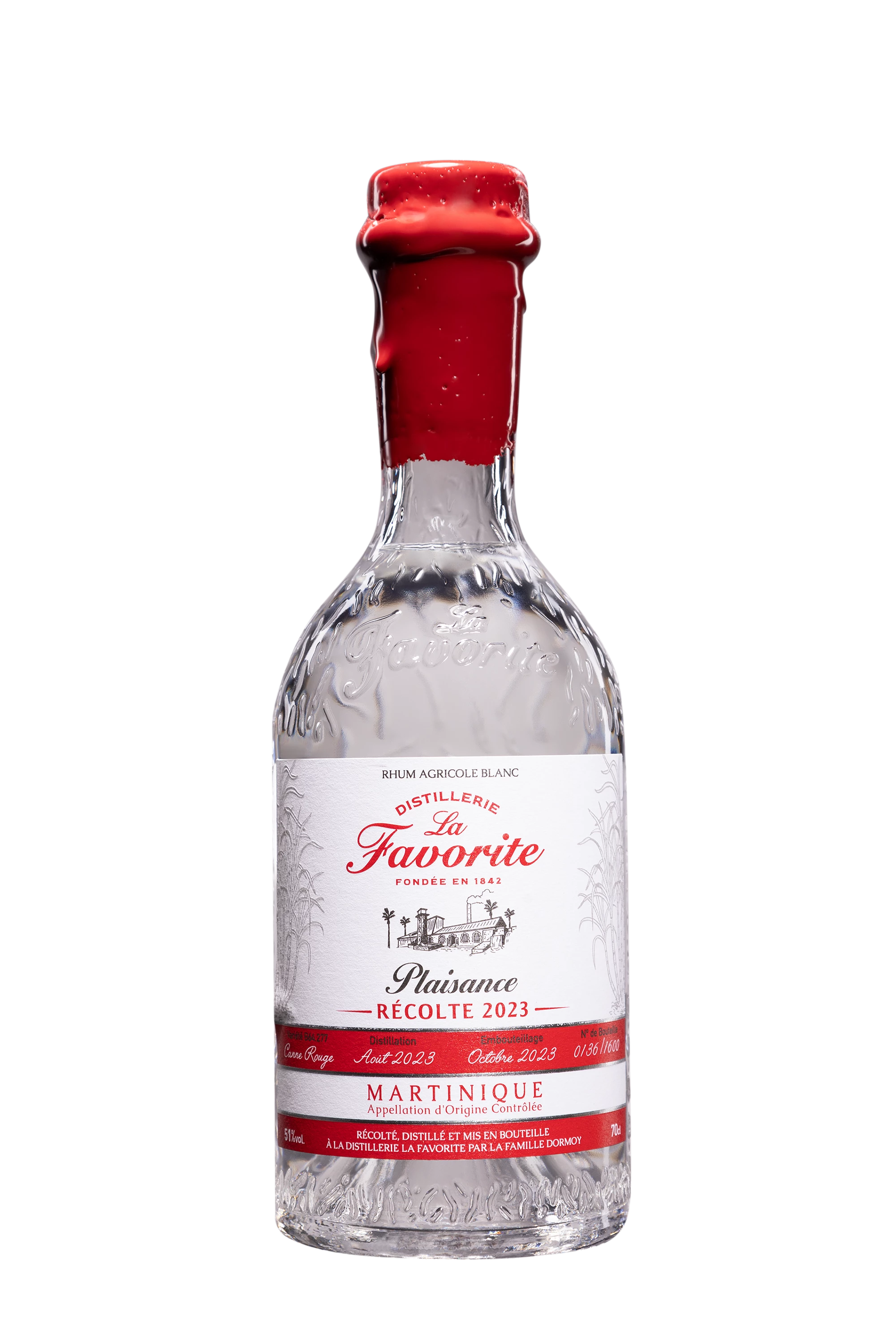 Habitation La Favorite - Rhum Agricole de Martinique "Plaisance - Canne Rouge Récole 2023" Blanc 51°, 70cl