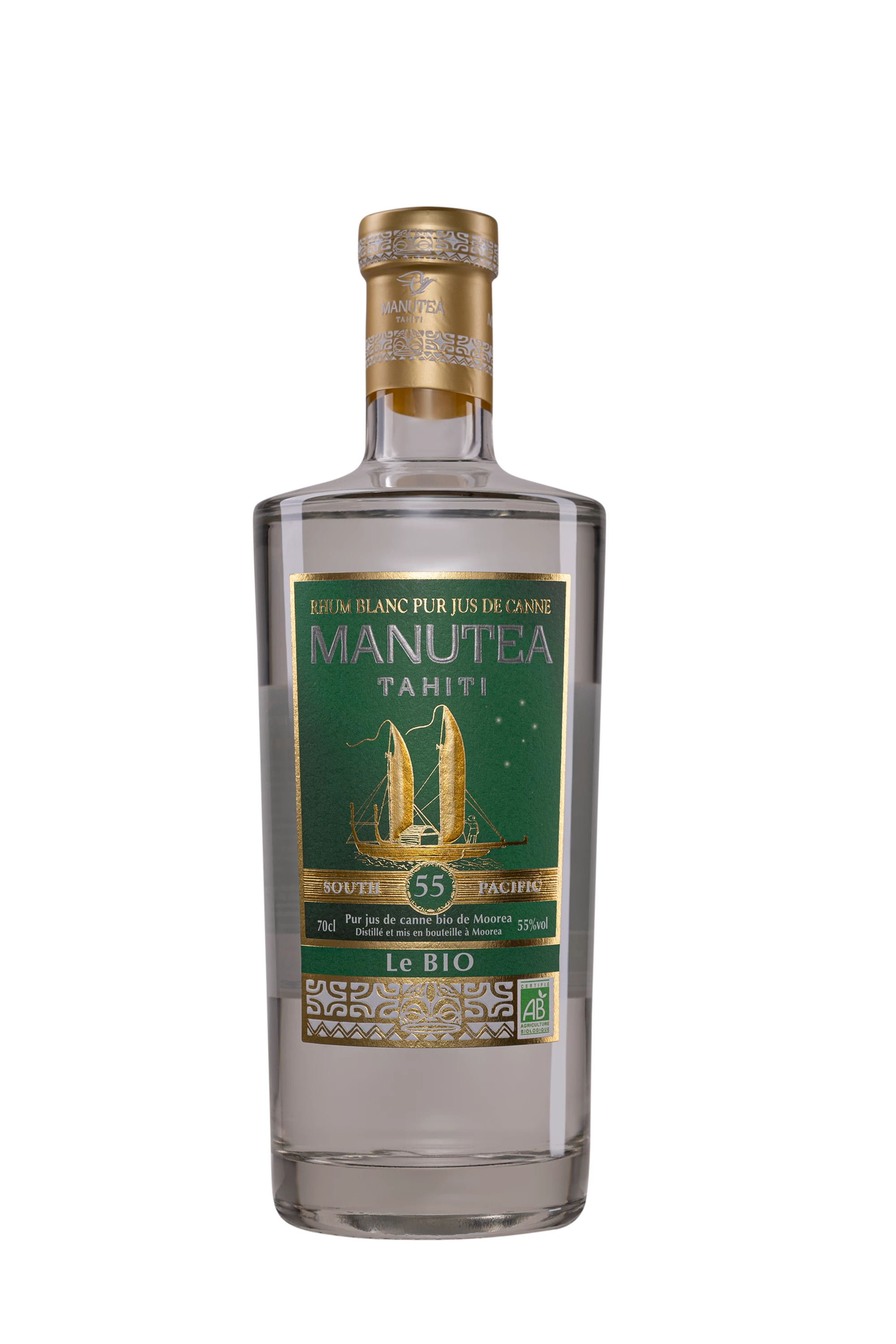 Manutea - Pur Cane Juice Tahitian Rhum "Bio" Blanc 55°, 70cl