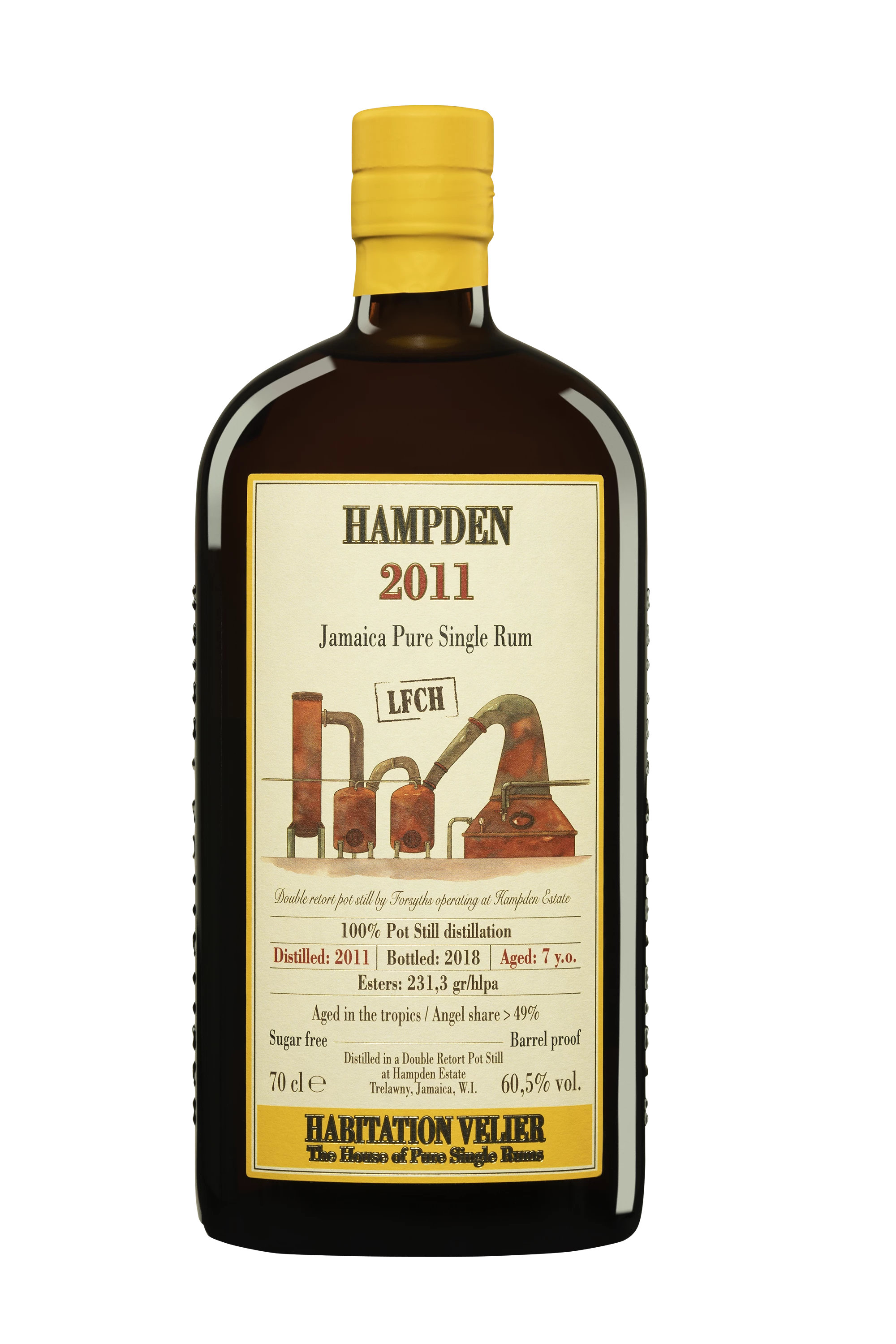 Habitation Vélier - Molasses Jamaican Rhum "7 Ans Hampden - LFCH" Brun 2011 60.50° Giftbox, 70cl