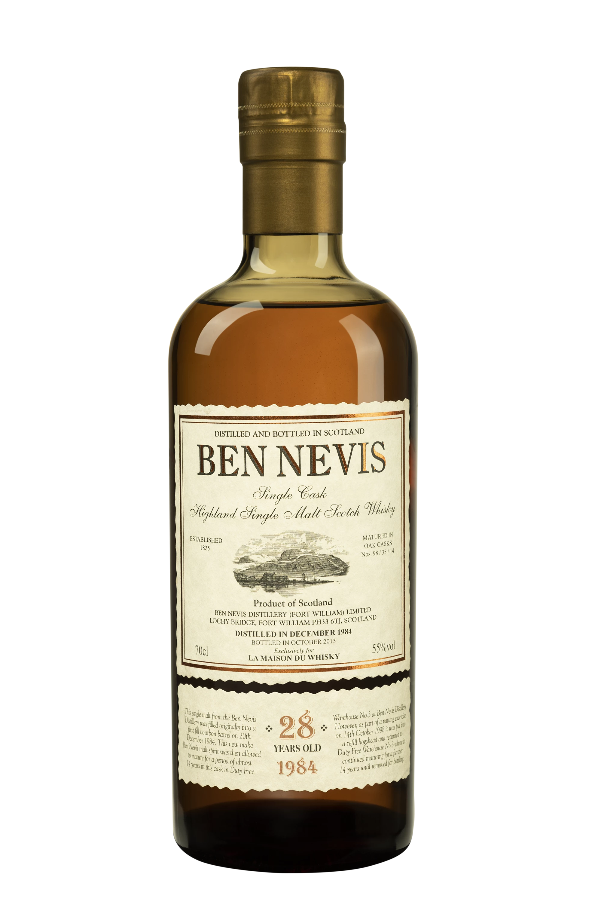 Ben Nevis - Single Malt Scotch Whisky "28 Ans Single Cask" 1984 55° Giftbox, 70cl