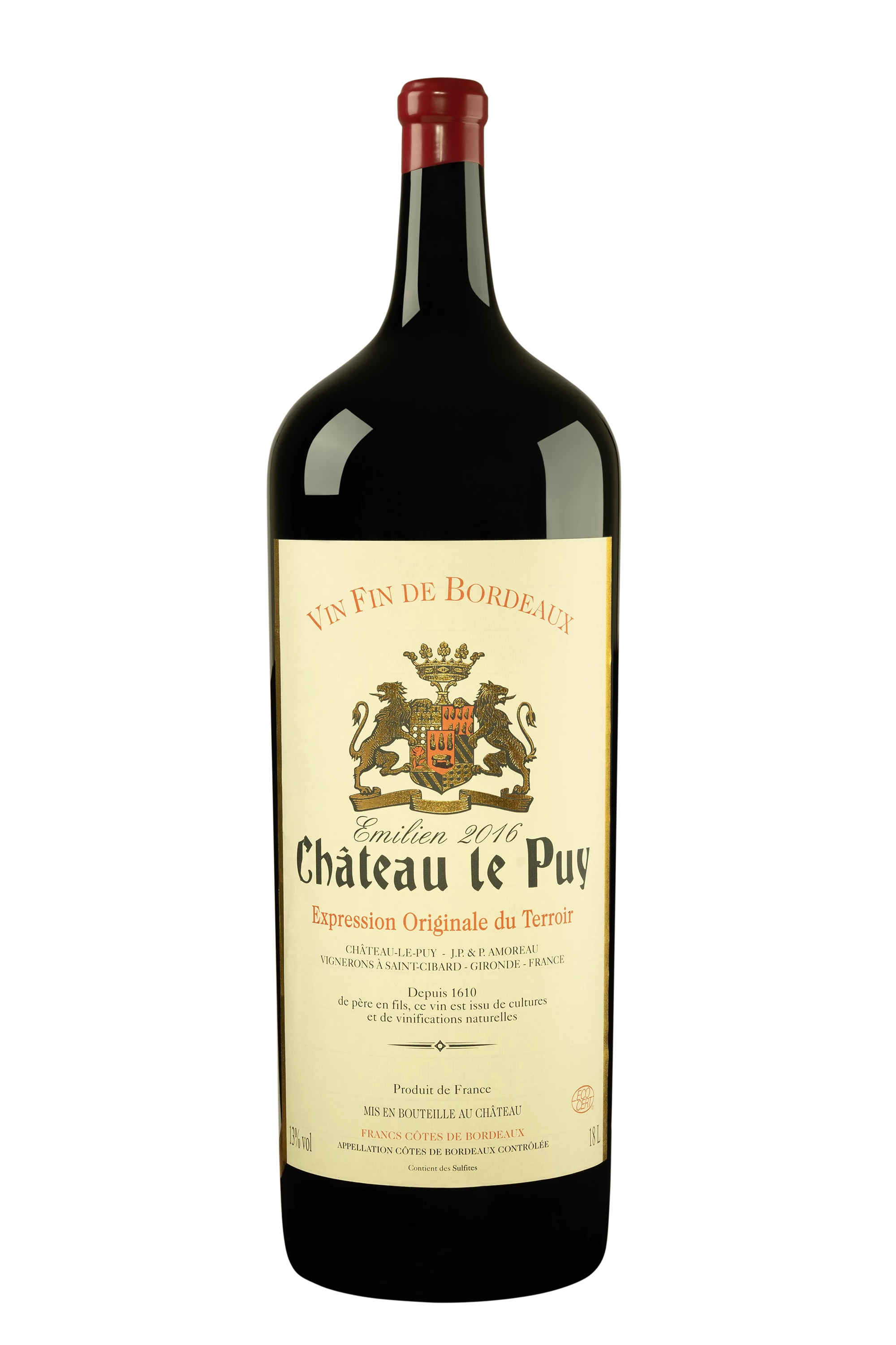 Château Le Puy - Francs-Côtes de Bordeaux "Emilien" Rouge 2016 13°, 1800cl