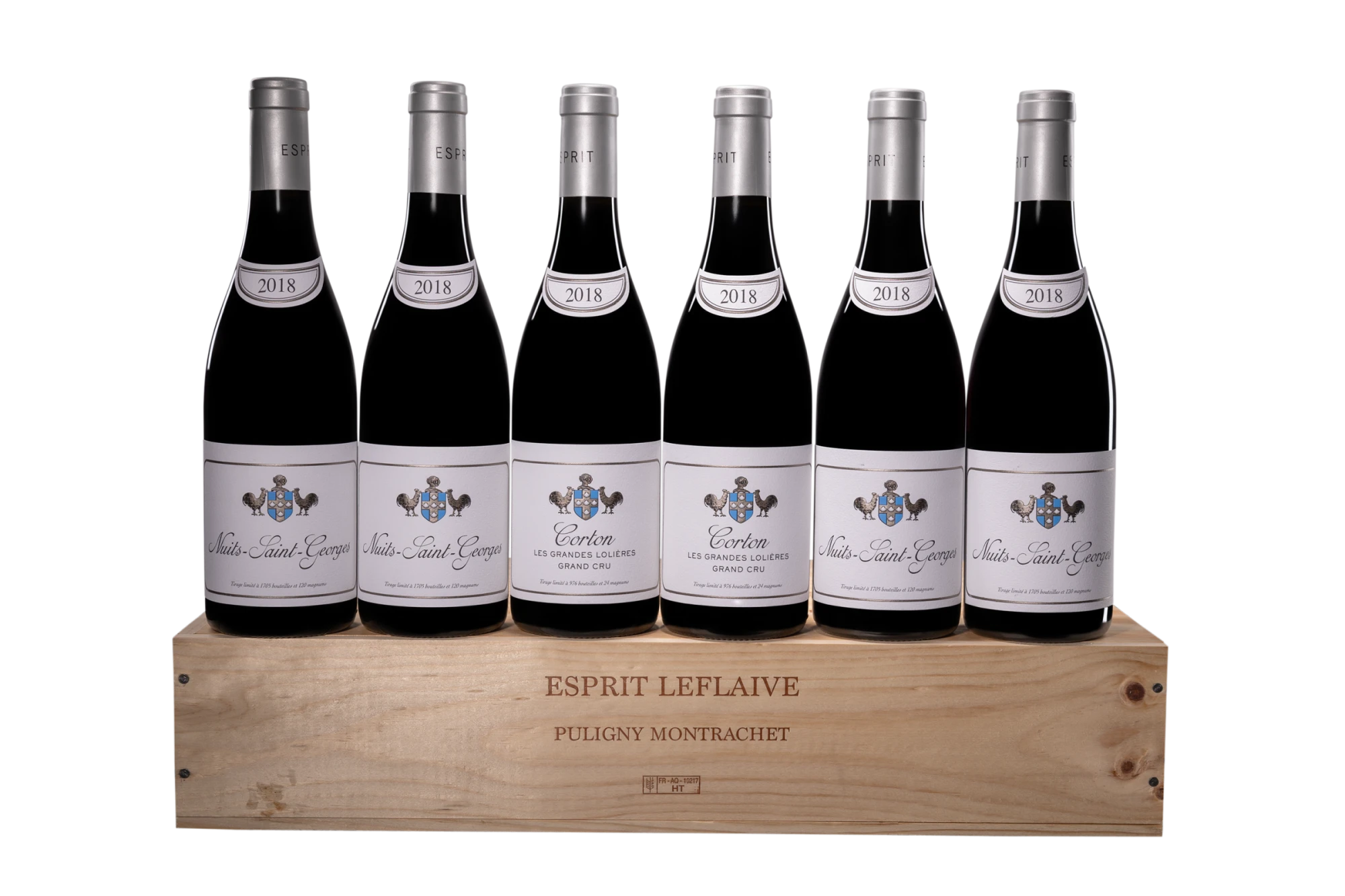 Esprit Leflaive - Caisse Assortiment "2 x Corton Les Grandes Lolières Grand Cru Rouge 2018 - 4 x Nuits-Saint-Georges Rouge 2018", 450cl