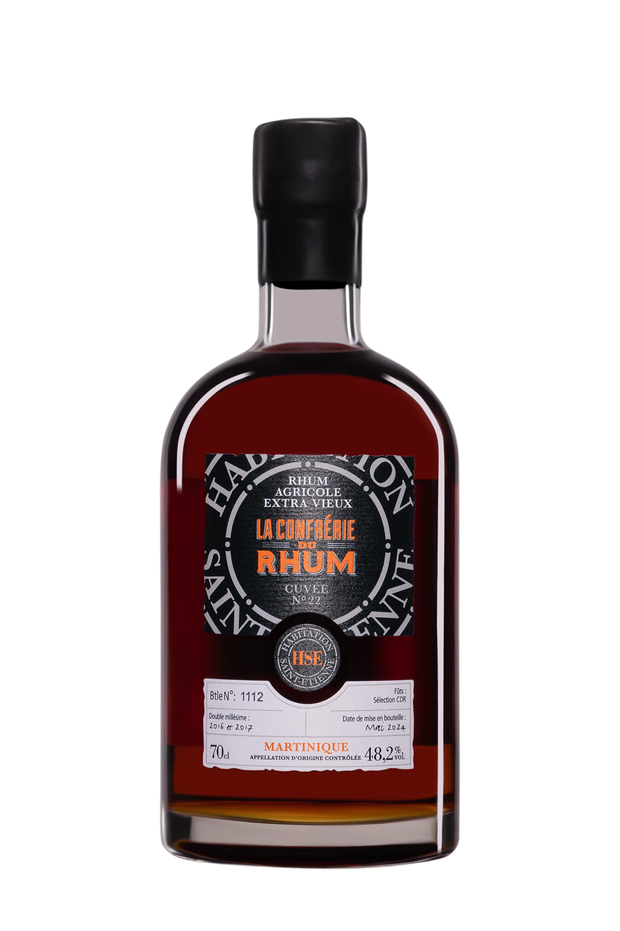 Habitation Saint Etienne - Extra-Vieux Rhum Agricole de Martinique "La Confrérie du Rhum - Double Millésime N°22" Brun 2016-2017 48.2°, 70cl