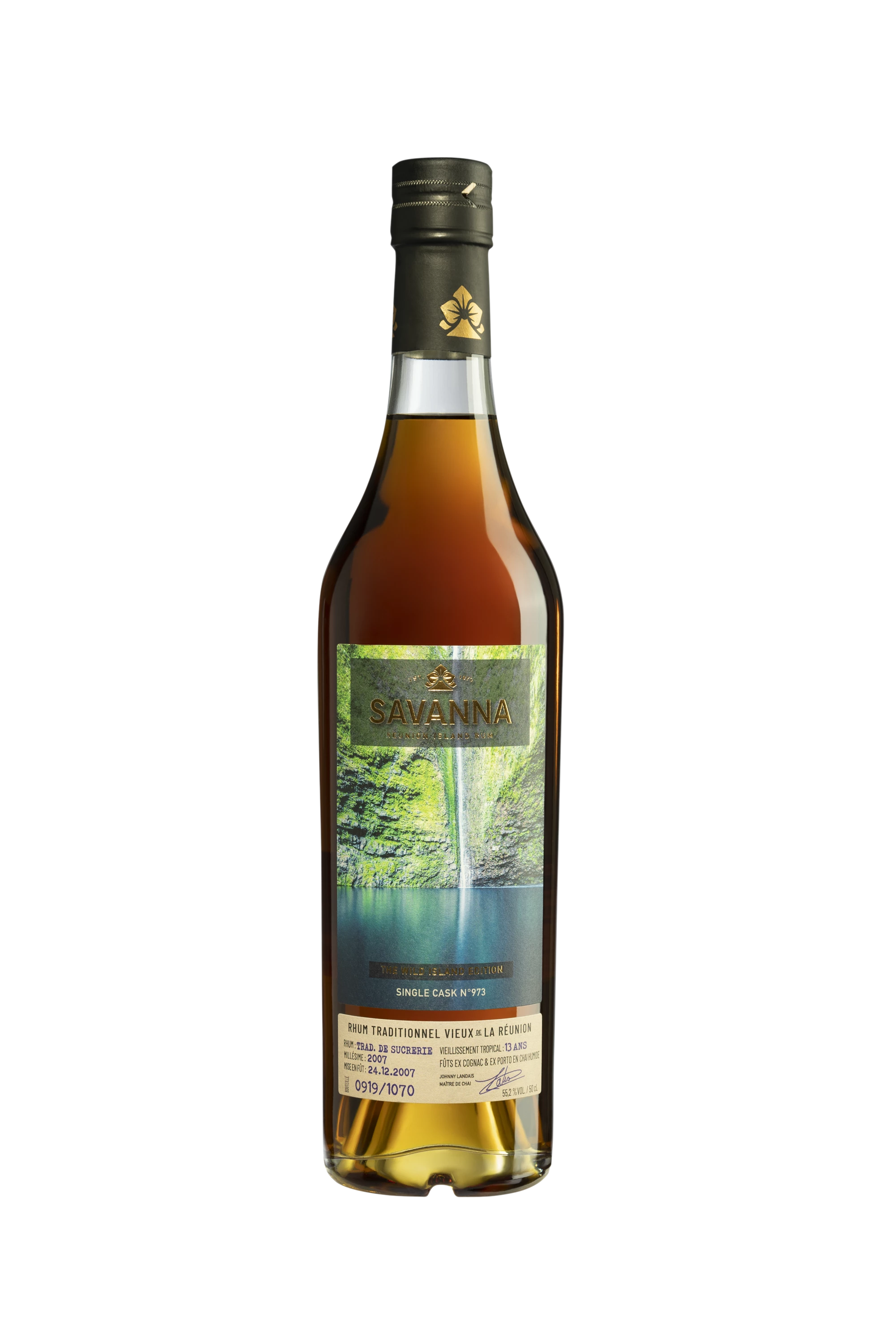 Savanna - Rhum Vieux de Mélasse de la Réunion "13 Ans Single Cask #973 - Cascade" Brun 2007 55.2° Giftbox, 50cl