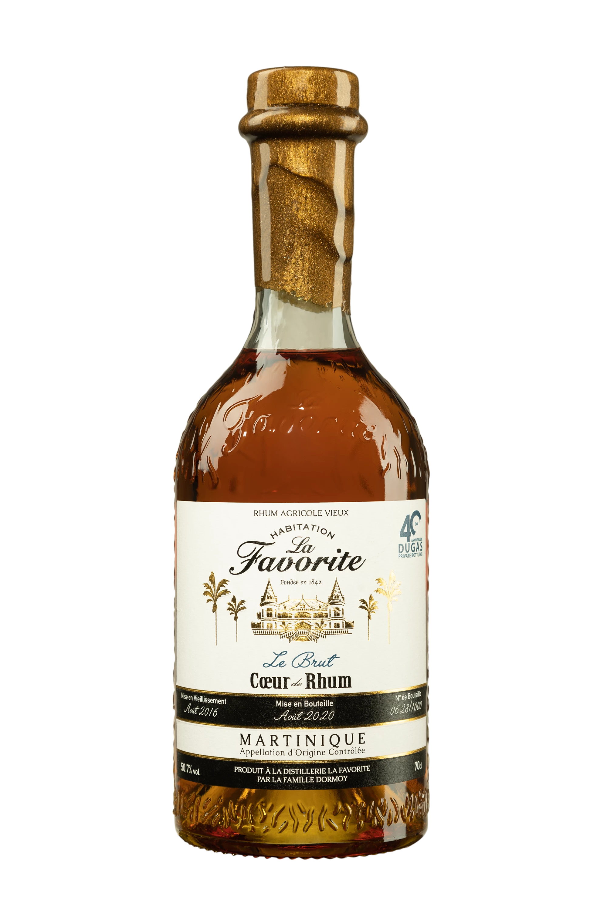 La Favorite - Rhum Vieux Agricole de Martinique "Coeur de Rhum - Private Bottling 40 Ans Dugas" Brun 50.7°, 70cl
