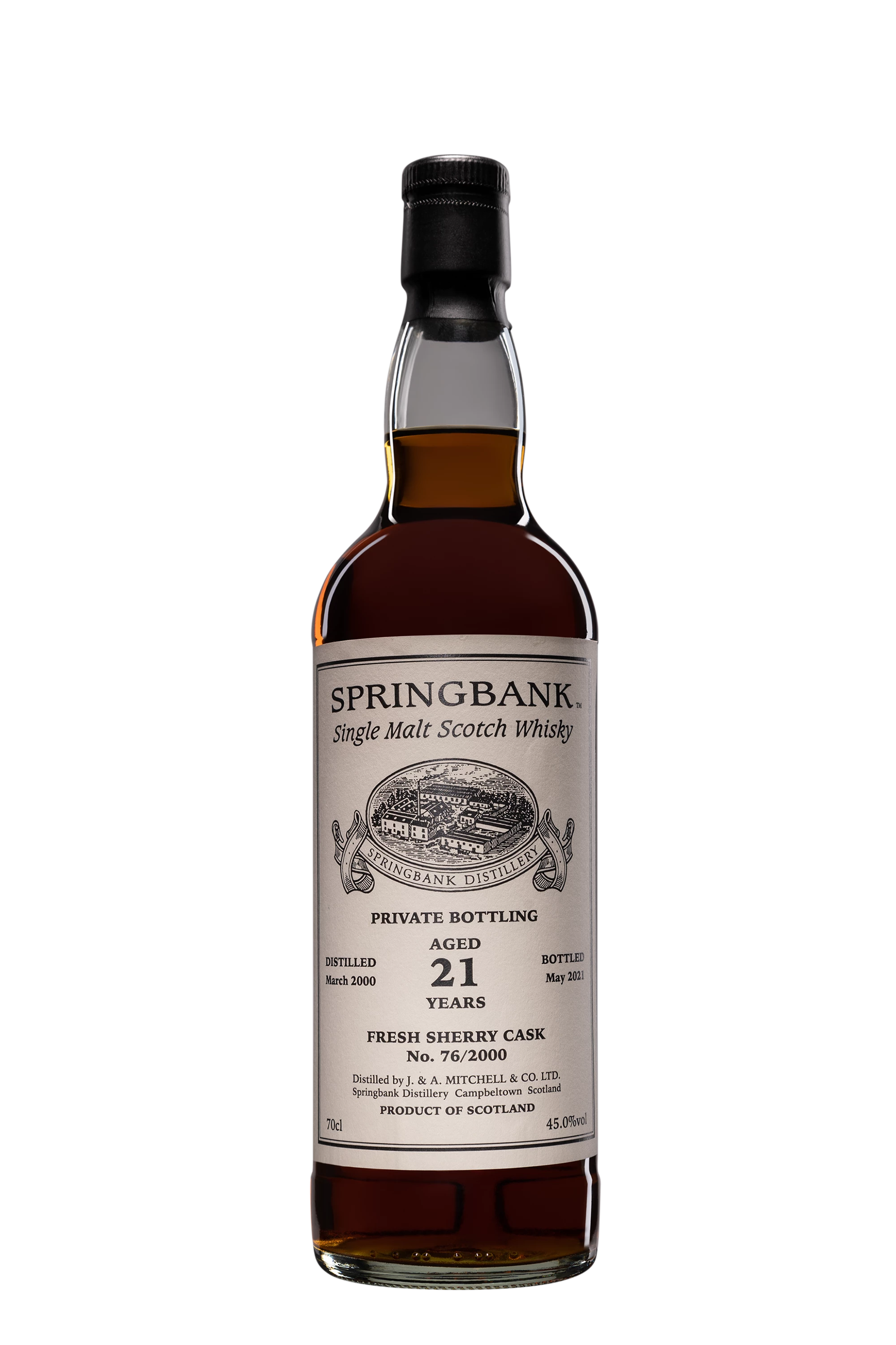 Springbank - Single Malt Scotch Whisky "21 Ans - Private Bottling Single Cask #76/2000" 2000 45°, 70cl